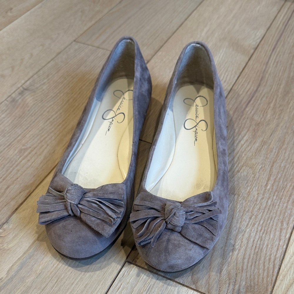 Jessica Simpson Taupe Suede Flats with Bow